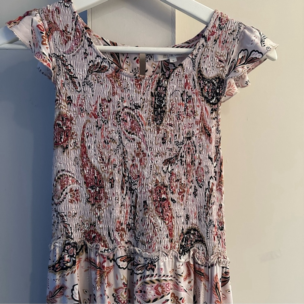 ABEL THE LABEL Tiered Maxi Dress Paisley pattern Ruffles Smocking, sz. Small - Picture 4 of 10